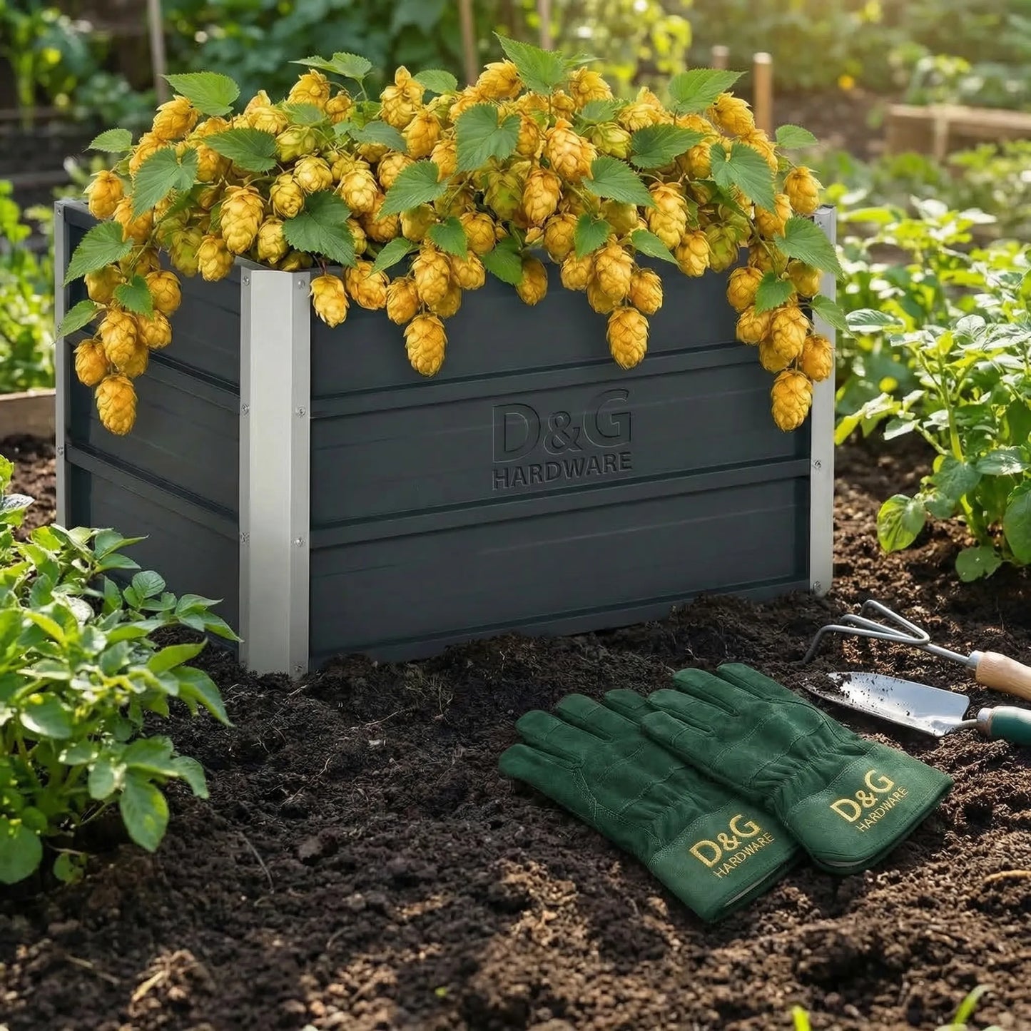 Galvanised Steel Herb Garden Planter Box 66cm Dark Grey