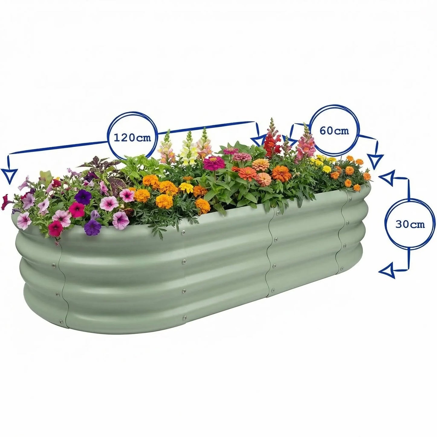 Galvanised Steel Circular Raised Garden Bed 120cm — Heritage Green